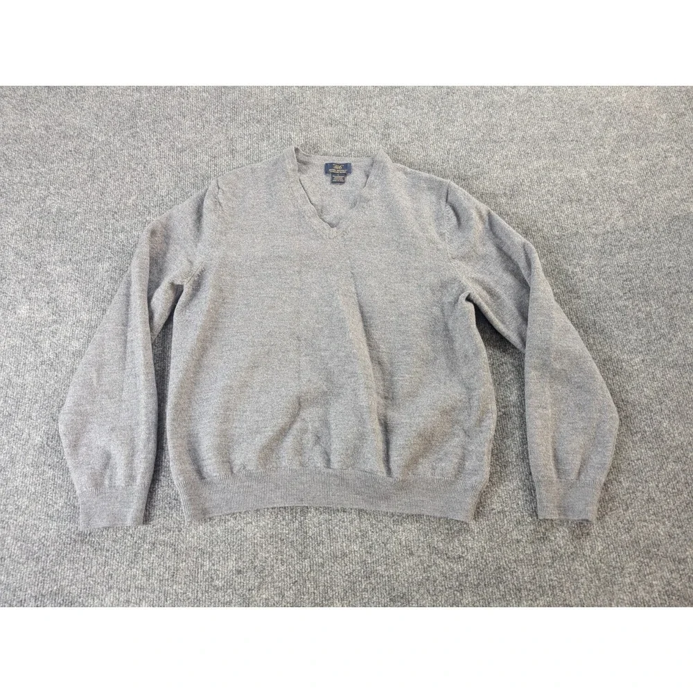 Brooks Brothers Sweater Mens Large Merino Wool Grey V-Neck  346